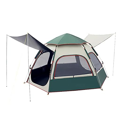 PUCHIKA Tienda de campaña desplegable para exteriores, para 3-4 personas, tienda familiar automática con bolsa de transporte, impermeable, anti UV, 235 x 270 x 150 cm