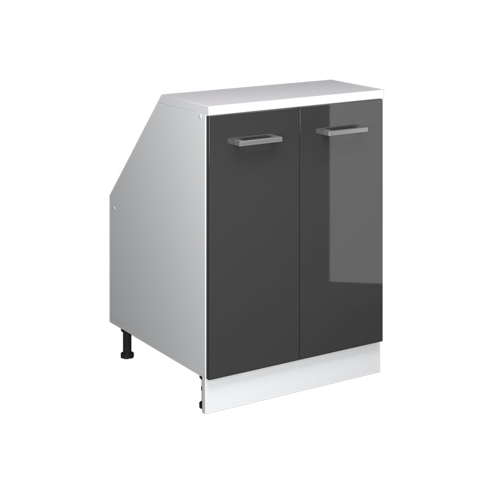 Vicco Kitchen cabinet for sloping roofs Raul, Anthracite high gloss/White 60 cm — image 1