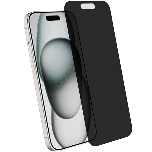 Image of Ghostek Screen Protector for iPhone 15, Full Coverage Tempered Glass Film, 9H Hardness, Easy Installation, HD Clear Glass Protector for Apple iPhone 15 (6.1-Inch, Privacy)