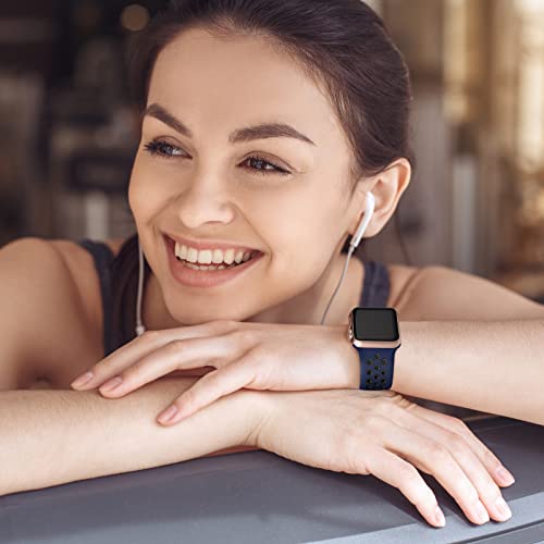 Image of Lerobo Sport Band Compatible with Apple Watch Band Ultra 49mm 45mm 44mm 42mm 41mm 40mm 38mm for Men Women,Soft Silicone Breathable Strap Sport Band for iWatch Ultra 2 SE Series 9 8 7 6 5 4 3 2 1