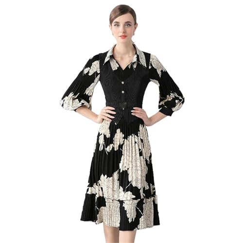 Robe col chemise manches lanternes sculptante et fluide