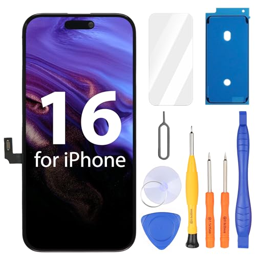 Ayake for iPhone 16 Screen Replacement 6.1 inch FHD LCD Display and Touch Digitizer Screen True Tone Programmable Face ID Remains (for A3287 A3081 A3286 A3288)