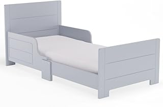 URBNLIVING Classic Wooden Toddler Kids Bed with Safety Side Guard Rail for Girls and Boys, Perfect for Junior Bedrooms Timeless Charm and Safety Combined (Grey)