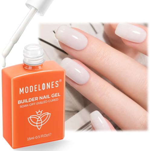 modelones Builder Nail Gel, Milky White Builder Base Coat Natural White