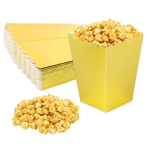 24 Pezzi Scatole per Popcorn Candy, Dorato Scatole di Popcorn, Contenitori Pop Corn Carta, Sacchetti Pop Corn, Mini Porta Pop Corn Festa, Sacchetti per Popcorn in Carta Contenitore per Caramelle