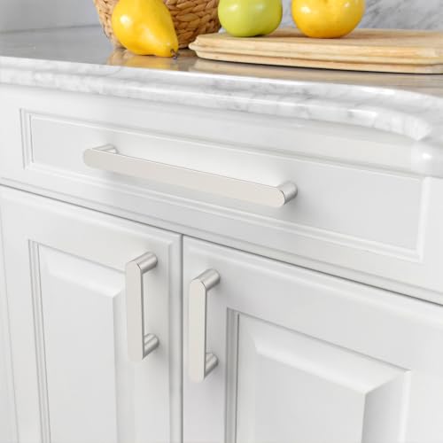 Image of Asidrama 10 Pack 6.25 Inch(160mm) Brushed Nickel Cabinet Pulls Heavy-Duty Solid Kitchen Cabinet Handles Satin Nickel Drawer Hardware for Bathrooms Cupboard 3644