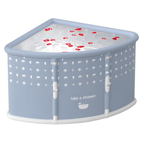 Baignoire Pliable Adulte Pliante d’Angle, Piscine Pliable Portable Forme Éventail, Baignoire Adulte Pliable pour Douche Bain Froid, Baignoire Gonflable Adulte Compacte (Gris)