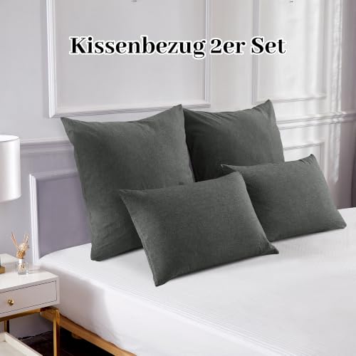 TOCOMOA Kissenbezug 40x60 cm 2er Set, Gewaschene Baumwolle Kissenbezüge – Ansicht 5