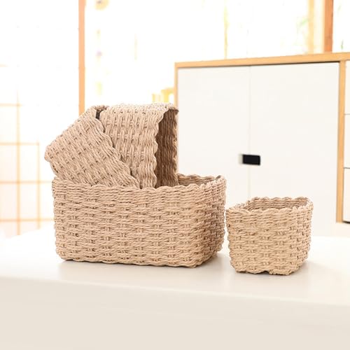 Cestas trenzadas de 4/5 unidades apilables hechas de materiales naturales 8