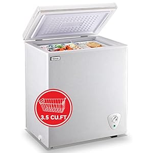 5.0 Cubic Feet Chest Freezer Compact Deep Freezers with Adjustable Thermostat Small Mini White Freezer Freestanding…