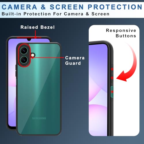 Image of CEDO Backcover for Samsung Galaxy M07 (4G) / M17e (5G) / F07 (4G) | Camera Protection Bump Shockproof Edge | Ultra Hybrid Transparent Acrylic Clear TPU+PC Hard Backcase Cover (Black)