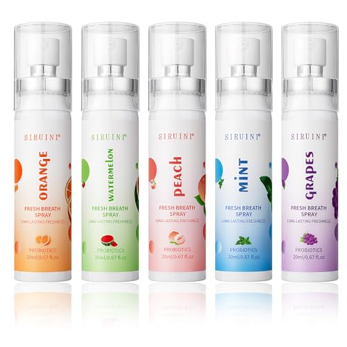 Mundspray Mit Fruchtgeschmack 5 Stück 20 ml Atemerfrischer Mundspray Gegen Mundgeruch Tragbares Spray für Frischen Atem Gegen Mundgeruch
