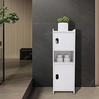 Petit Meuble de Rangement pour Toilettes, Support pour Papiers Toilettes, Colonne, Armoire de Salle de Bain, Placard, Étagère Réglable, Pieds Résistant à l'Eau, Petits Espaces-20*20*80cm blanc