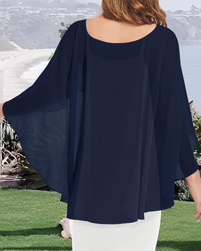Image of Women Shawl and Wraps for Evening Dress Chiffon Cape Sheer Poncho Cover Up
