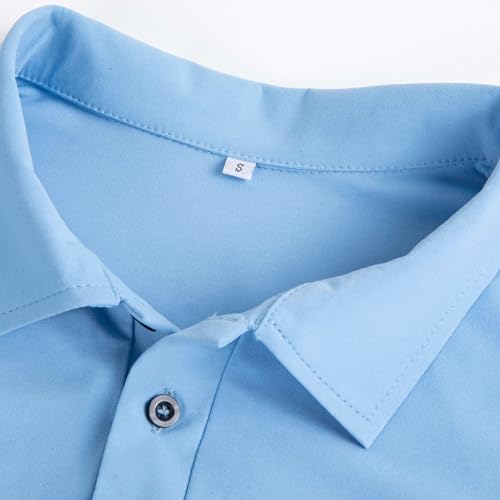 Polo para Hombre de Golf, Manga Larga, Porta Gafas, Dobladillo Abierto, Ajuste Clásico con 3 Botones miniatura 4