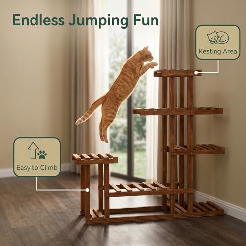 Árbol para Gatos y Soporte para Plantas 2 en 1 de Madera Maciza miniatura 4