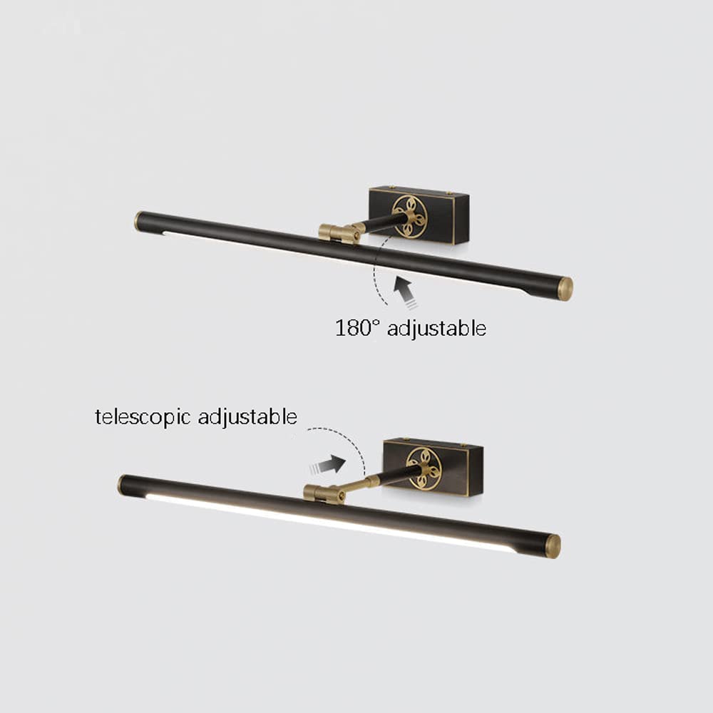 Led Spiegelfrontleuchte Moderne Kupferwandleuchte, Badezimmerbeleuchtung Acryllampenschirm Über Spiegelleuchte, Einziehbarer Lichtarm Bilderleuchte Für Schlafzimmer Wohn,Dark-45cm