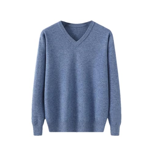 Men Cashmere Sweaters V-Neck Pullover Warm Solid Knitwear Long Sleeve Classic Business Jumper
