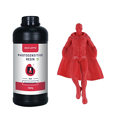 Rich-Opto 3D Printing Liquid Red 1000G 3D Printer Resin Uv-Curing 405Nm Rapid High Precision Quick Curing Standard Photopolymer Printing Resin Low Odor #TOP18