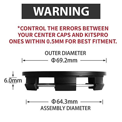 Kitspro 2.7Inch 69Mm Wheel Center Caps For Honda Accord Civic Crv Pilot Rim Hub Caps 44732 S9A A00, Pack Of 4 (Matte Black, Outer 69Mm, Inner 64Mm) #TOP1
