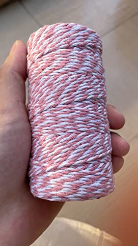 Twine String,328 Feet White Pink Twine Bakers String Craft Making Knitting Macrame Rope Diy Wedding Decor Supply Christmas Wrapping Butchers String Rope… #TOP2