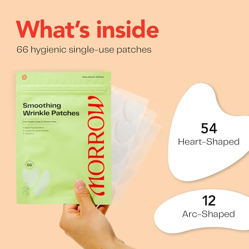 morrow beauty - peptide-infused smoothing wrinkle patches - overnight patches for smoothing fine lines and wrinkles anti aging stickers for crow39s feet elevens smile lines 66 count