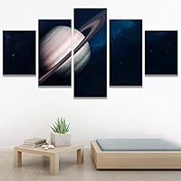 SIGNWIN 5 Panel Canvas Wall Art Modern Art Astronomy & Space Colorful Cosmic Decorative Elements Multicolor Photography for Home Decorations Ready to Hang - 60