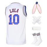 Lola Jersey #10 Cosplay Movie Jerseys for 90s Hip Hop Party Costume for Men/Women Basketball Jersey White Size X-Small