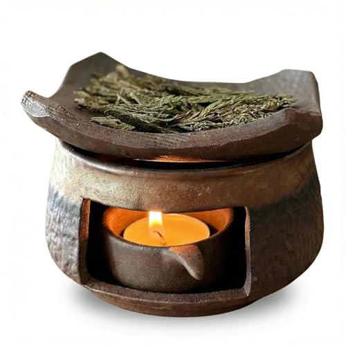 Zen Incense Burner Kit Ceramic Aromatherapy Burner for Cedar Essential Oil Burner Tea Light Teapot Warmer Candle Holder for Home Office Meditation Relaxation Decor