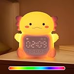 WUYOR Axolotl Réveil Enfant Lumineux Silicone avec Veilleuse – Réveil Éducatif pour Enfants, Horloge avec Lumière Apaisante, Idéale pour Garçons et Filles, Parfait pour Chambre d’Enfant
