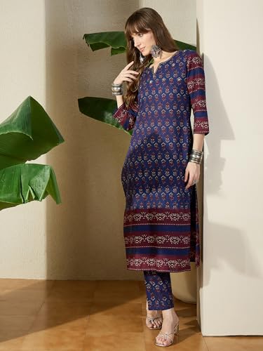 Image of INDO ERA Women Pure Cotton Kurta Palazzo Set | Printed Kurta with Palazzo Pants | Summer Friendly, Office Wear Co-Ord Set | Co Ord Set For Women Stylish