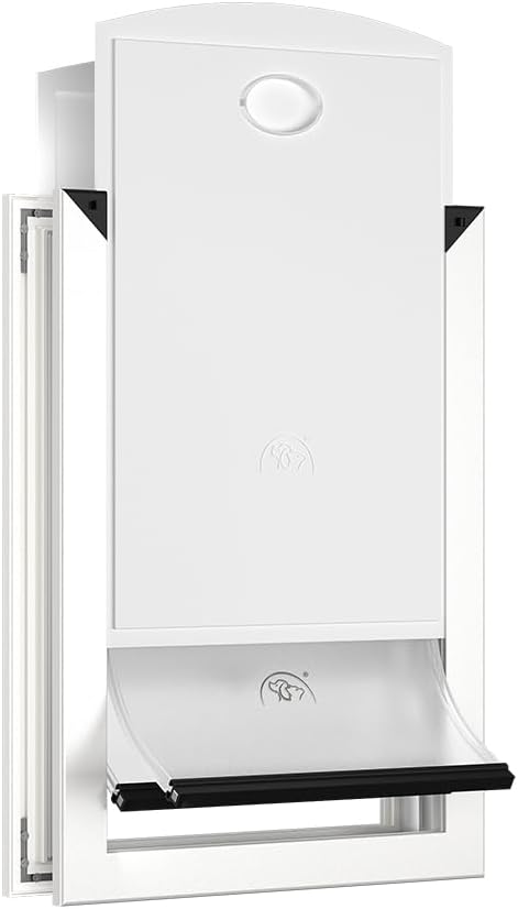 [MAVRICPOWER] Rust Proof Alminum Large Dog Door for Door, Doggie Door with 2 Sliding Lock Panels for Extreme Weather, Doggy Door for Dogs Up to 80 lbs