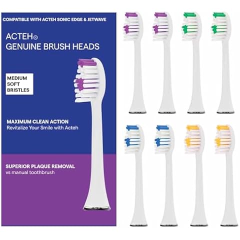 Genuine Acteh Toothbrush Heads for Acteh Sonic Edge and JetWave Models - Genuine Replacement Heads for Acteh Sonic Edge JetWave Cover