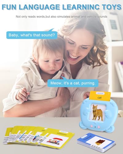 Sobeau Sprechende Flash-Karten,Englisch, Lernkarten Kinder 255 Blätter 510 Wörter,Lernspielzeug Für Kinder Für 1-6 Jahre Alt, Wörter Lernen Interaktives,Vorschule Geschenk Spielzeug