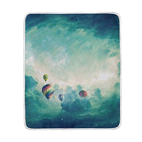 hengpai Manta suave con estampado de globos aerostáticos de 50 x 60 pulgadas para niños y mujeres