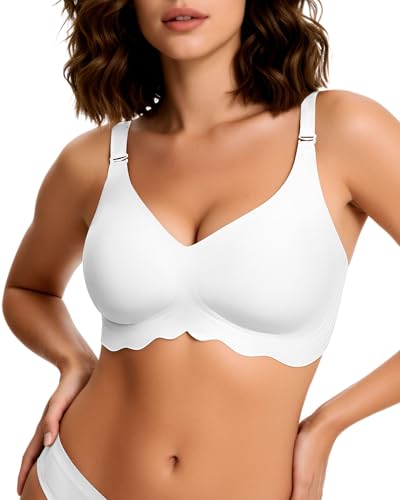 Image of HORISUN Wireless T Shirt Bra Seamless Push Up Bralette Full Coverage V Neck Comfortable Bras for Women