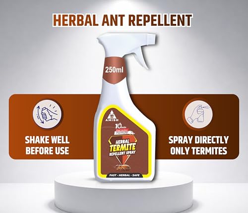 Image of Amish Herbal Termite Spray 250 ml|10 Minutes Formula |Removes Entire Termite Colony|Powerful 100% Organic No Chemical Termite Repellent Spray for Home Long Lasting Protection Instant Action