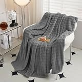 WONGS BEDDING Kuscheldecke Flauschig - Bubble Decke, Wolldecke & Fleecedecke, Sofadecke, Tagesdecke, Decken Weiche Warme für Zimmer Deko, Wohn- & Kuscheldecken, Tagesdecke, Dunkelgrau, 200x220 cm