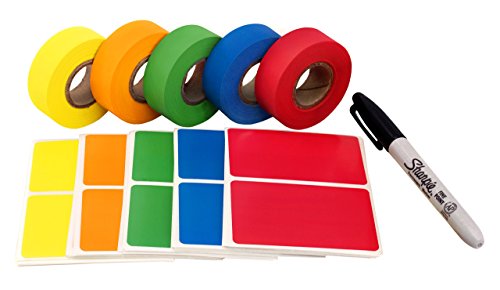 ChromaLabel Moving Buddy Kit Color-Code Label & Tape Pack, 150 Labels, 5 Rolls