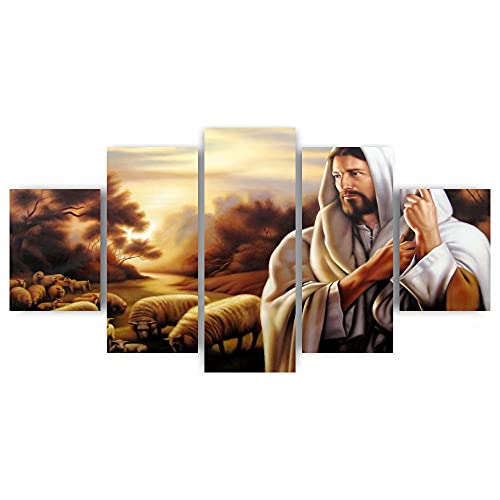 Quadros Decorativos Mosaico MDF Jesus Bom Pastor 115x60cm