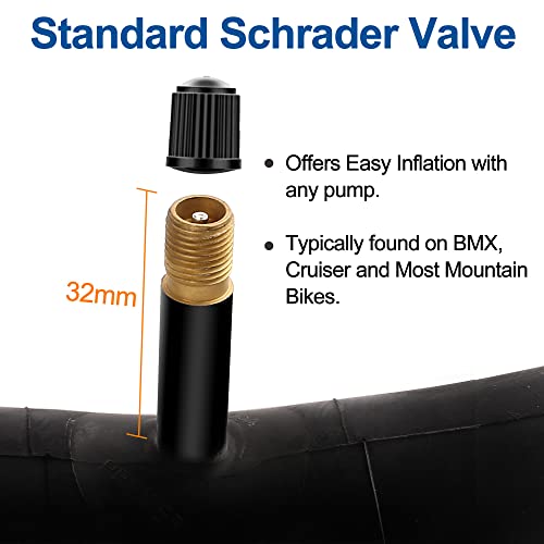 Lotfancy 14” X1.75/1.95/2.10/2.125 Bike Tubes, Schrader Valve (32Mm),2 Pack 14 Inch Bike Tire Tube For Kids Bike, Plus 2 Nylon Plastic Tire Levers #TOP1