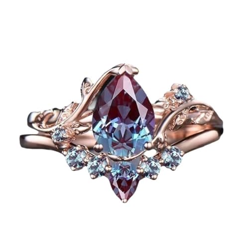 YDD Alexandrite Ring S925 10K 14K 18K Alexandrite and Moissanite Engagement Rings for Women Alexandrite Bridal Sets Free Engraving