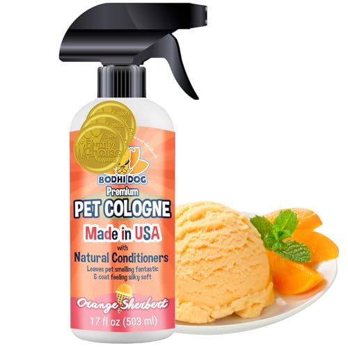 Bodhi Dog Natural Dog Cologne (Orange Sherbert) - Premium Scented Deodorizing Pet Perfume w/Conditioner for Dogs &amp; Cats - Keeps Pets Fresh &amp; Clean - Gentle and Safe Formula, Made in USA (17 Fl Oz)