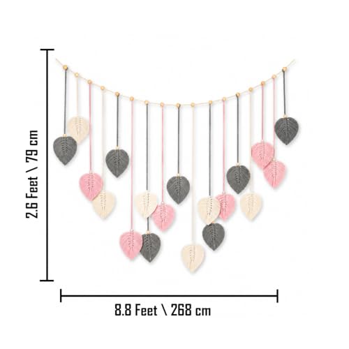 Image of Nostrae by Ekhasa Macrame Wall Hanging Leaves | Boho Wall Hanging Big Size | Handmade Macrame Wall Decor for Bedroom, Living Room, Balcony & Nursery | Boho Theme Home Decor Tapestry