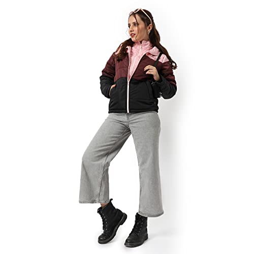 Image of PINACOLADA Women's Puffer Regular Fit Bomber Jacket For Winter Wear | Standing Collar | Full Sleeve | Zipper | Casual Jacket For Woman & Girl | Western Stylish Jacket For Women