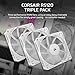 CORSAIR RS120 120mm PWM Fans – Daisy-Chain Connection – Low-Noise – Magnetic Dome Bearing – Triple Pack – White
