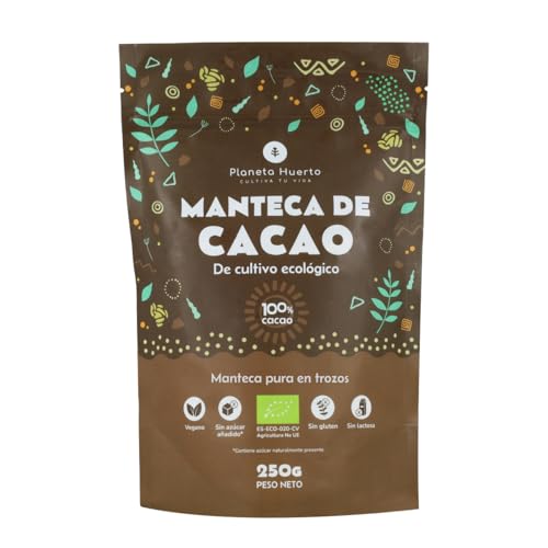 PLANETA HUERTO | Manteca de Cacao en Obleas ECO 250 g – Manteca de Cacao 100% Natural, Pura y Ecológica, Ideal para Cosmética Natural y Cocina Saludable, Sin Aditivos ni Refinado