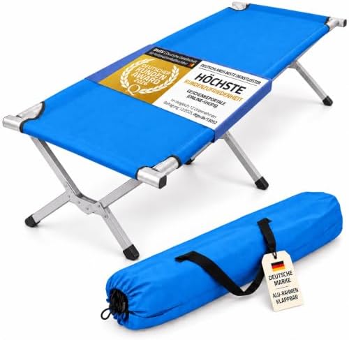GOODS+GADGETS Faltbares Army Feldbett aus Aluminium - klappbares Campingbett & Gästebett