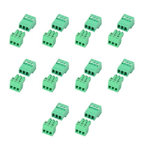 10 Set 3 Pin 5.08mm Pitch PCB Mount Screw Terminal Block Connector with 3 Pin Phoenix Plug,Pluggable Male and Female Connector