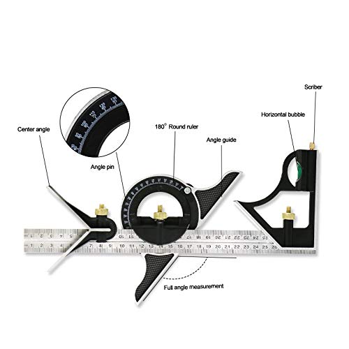 300 mm ステンレススチール 分度器 多機能 角度定規 マルチコンビネーション スクエア アングルファインダー 角度ゲージツール